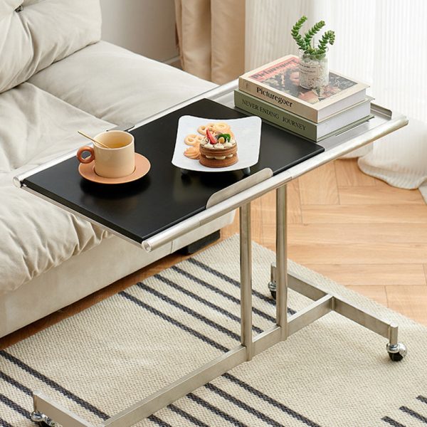 Contemporary Scandinavian Rectangular Elevated Shelf Wood Iron Metal End Table 1-Tier For Living Room - Image 16