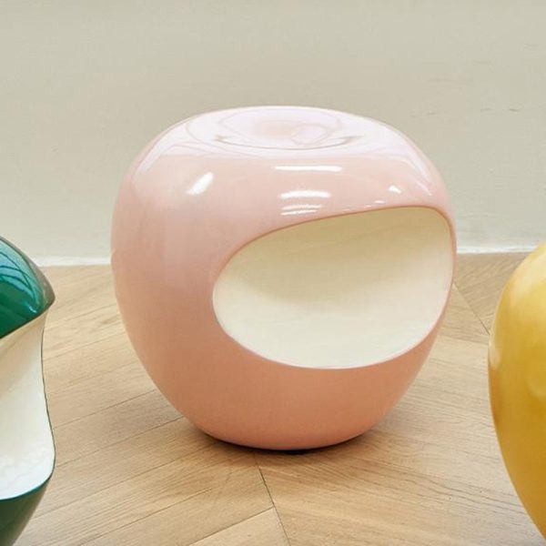 Modern Art Deco Apple Round Resin Chair Backless Armless For Bedroom - Image 15