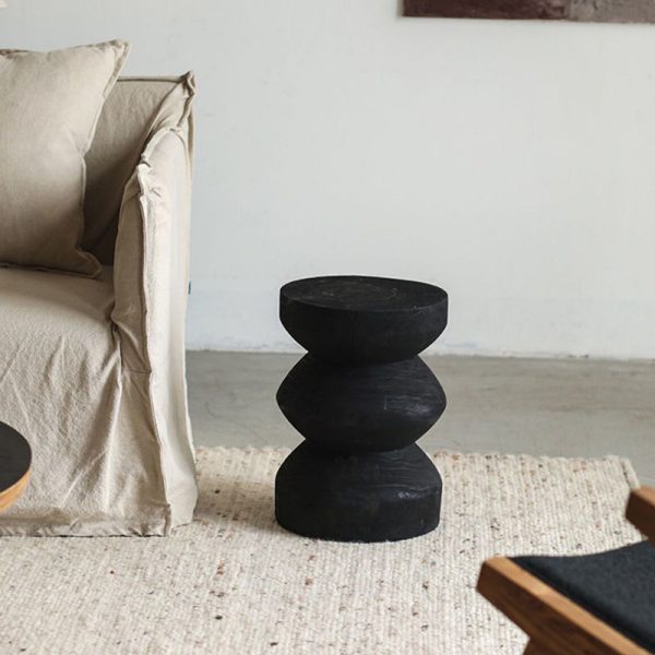 Traditional Vintage Round Column Wood End Table For Bedside - Image 32