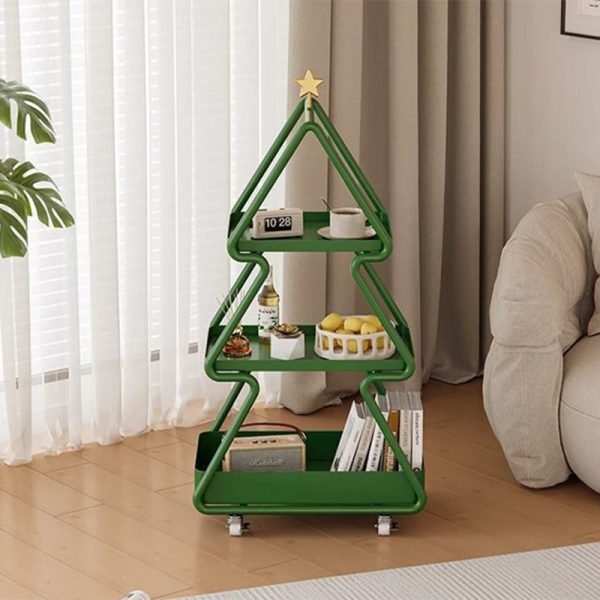 Modern Art Deco Removable Christmas Tree Glass Stainless Steel Side Table 3-Tier For Living Room - Image 7