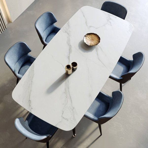 Contemporary Scandinavian Leather Carbon Steel Sponge Square Vein Lines Dining Chair Backrest For Dining Room - Image 5