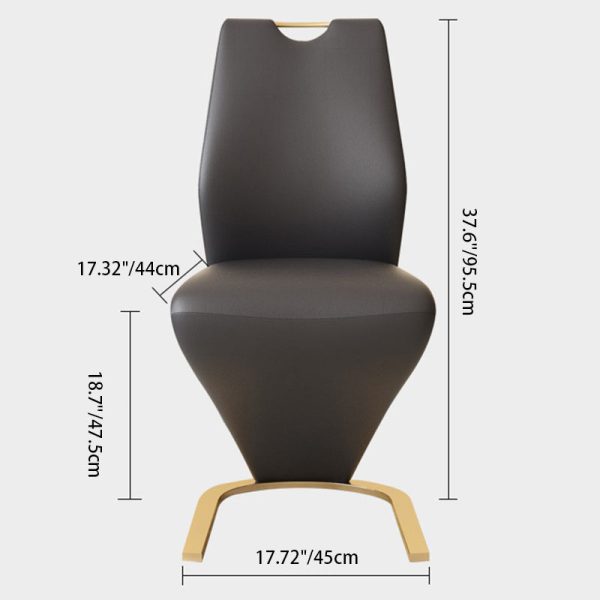 Modern Minimalist U-Shaped Chassis Rectangle Leather Titanium Gold Silver-Plated Dining Chair Backrest Armless For Dining Room - Image 4