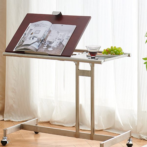 Contemporary Scandinavian Rectangular Elevated Shelf Wood Iron Metal End Table 1-Tier For Living Room - Image 19