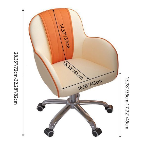Contemporary Scandinavian Curve Square PU Leather Steel Nylon Desk Chair Backrest Arm For Home Office - Image 4
