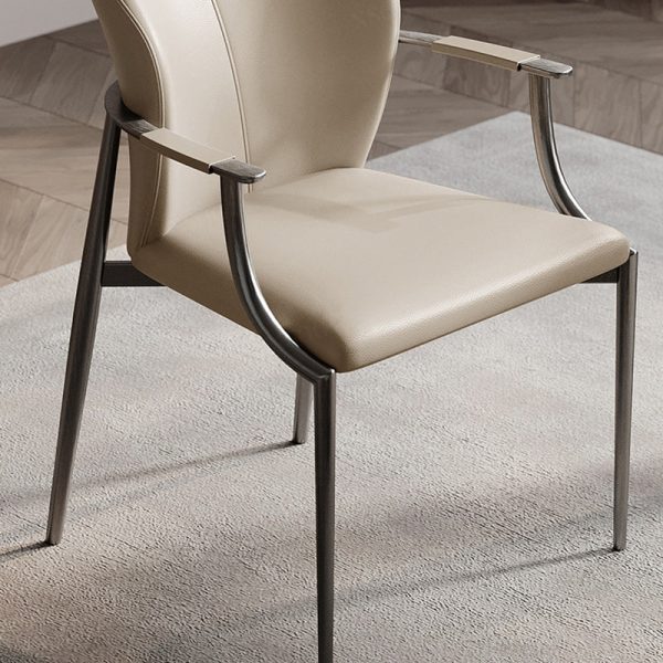 Modern Simplicity Microfiber Leather Stainless Steel Sponge Square Wraparound Dining Chair Backrest Armrest For Dining Room - Image 9