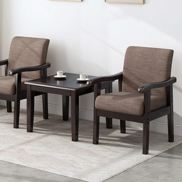 Modern Simplicity Rubber Wood Cotton And Linen Fabric Sponge Square Accent Chair & Table Set For Living Room - Image 2