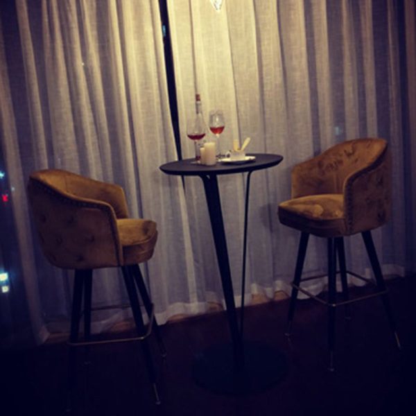 Modern Minimalist Round Iron Steel Plate Bar Table For Dining Room - Image 26
