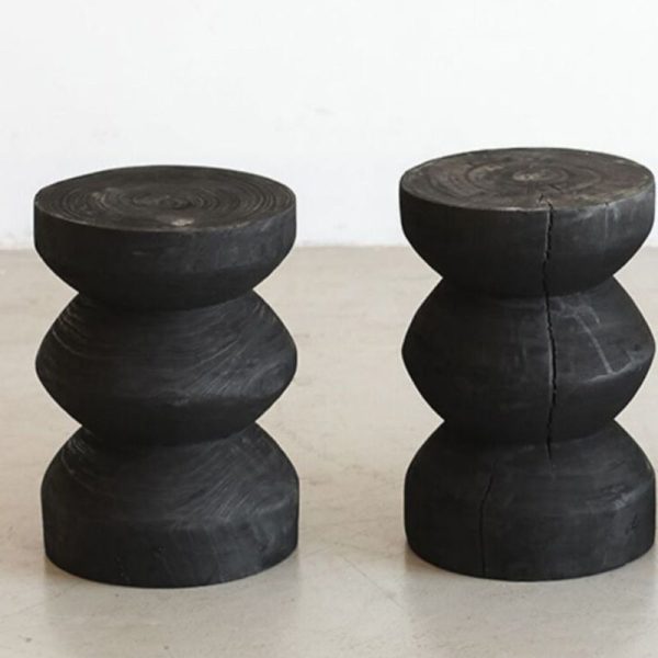 Traditional Vintage Round Column Wood End Table For Bedside - Image 16