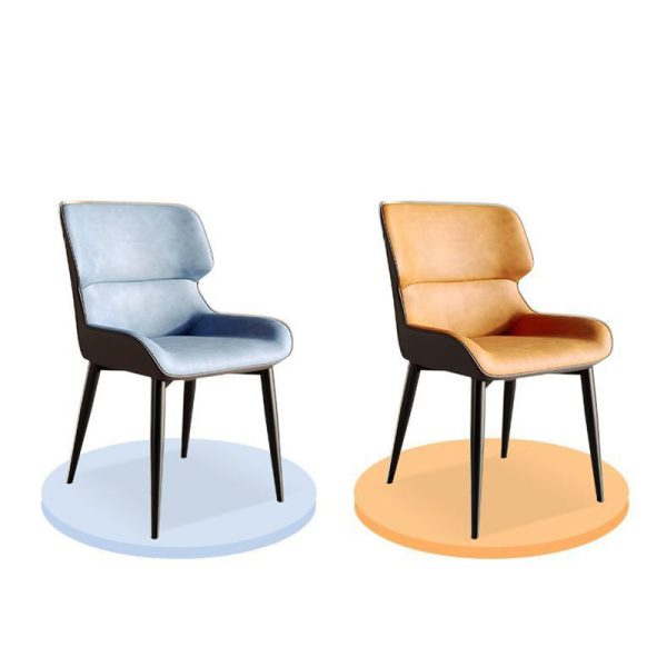Contemporary Scandinavian Leather Carbon Steel Sponge Square Vein Lines Dining Chair Backrest For Dining Room - Image 21