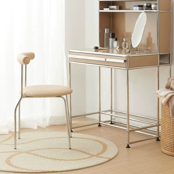 Contemporary Scandinavian Leather Metal Sponge Round Arc Dining Chair Backrest For Dining Room - Image 17