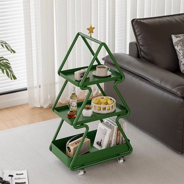 Modern Art Deco Removable Christmas Tree Glass Stainless Steel Side Table 3-Tier For Living Room - Image 3