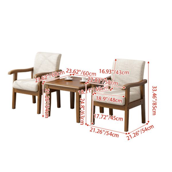 Modern Simplicity Rubber Wood Cotton And Linen Fabric Sponge Square Accent Chair & Table Set For Living Room - Image 8