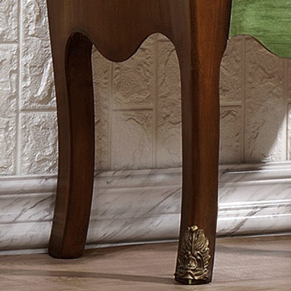 Traditional European Square Round Flower Painted Birch Rubber Wood MDF Metal Side Table 2-Drawer For Living Room - Image 12