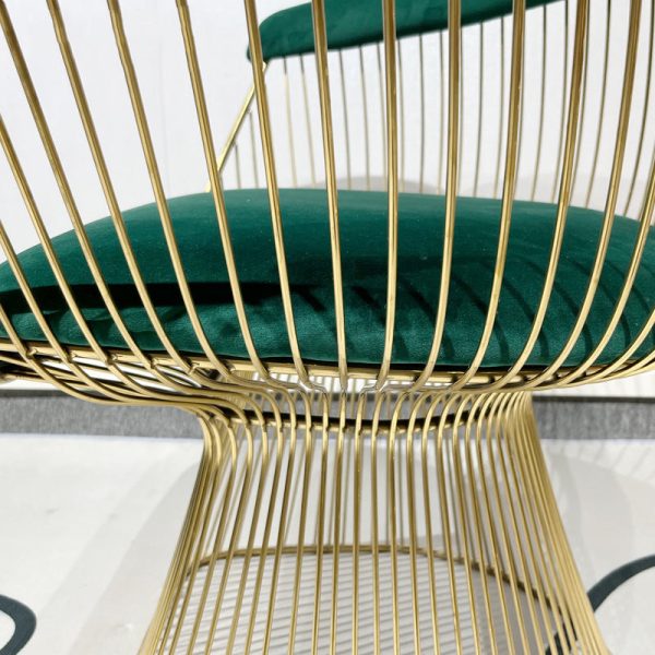 Modern Luxury Curve Hollow Oval Fabric Stainless Steel Accent Chair Backrest Arm For Living Room - Image 5