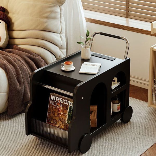 Contemporary Nordic Rectangular Trolley Plate Metal Acrylic Side Table 4-Storage For Living Room - Image 17