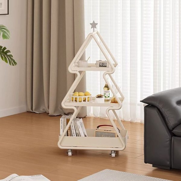 Modern Art Deco Removable Christmas Tree Glass Stainless Steel Side Table 3-Tier For Living Room - Image 2