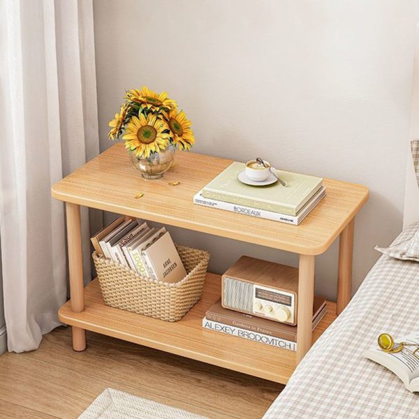 Traditional Japanese Wood Rectangular End Table 3-Tier For Living Room - Image 12
