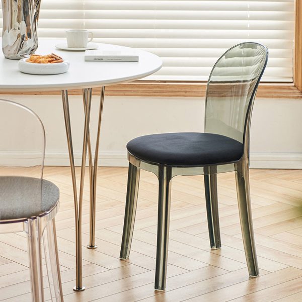 Contemporary Scandinavian Curved Plastic Fabric Chair Backrest Armless For Living Room