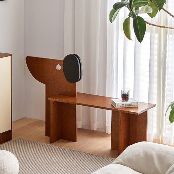 Contemporary Creative Dog Rectangular Wood Chair Backless Armless For Bedroom - Image 2