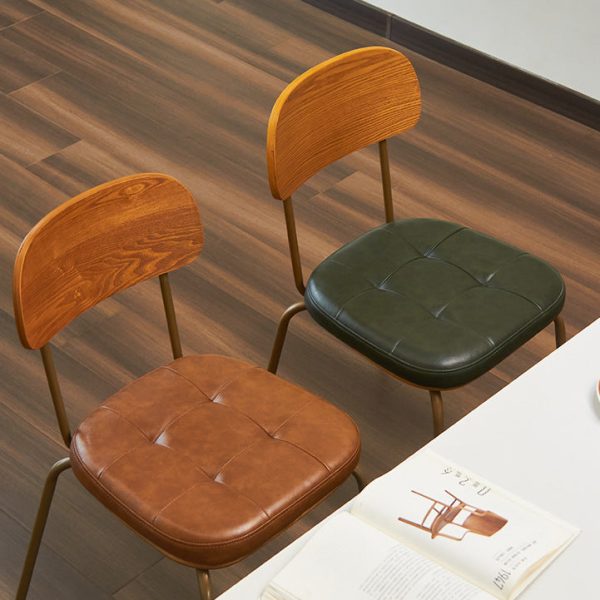Modern Minimalist Square Metal Leather Four Legs  Dining Chair Backrest For Dining Room - Image 10