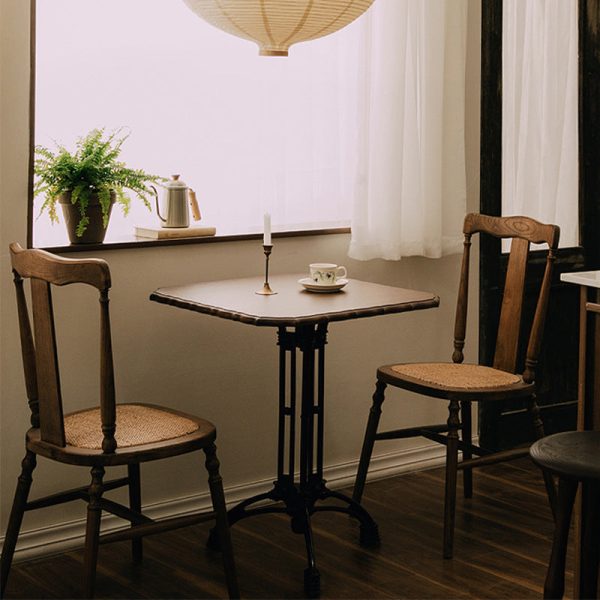 Traditional Vintage Scallop Shape Solid Wood Frame Dining Chair Slat Back Footrest For Dining Room - Image 4
