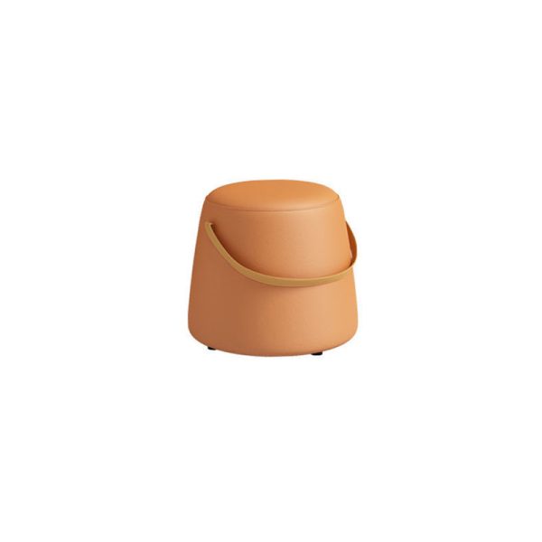 Modern Minimalist Round Column Cotton Linen Leather Wood Chair Backless Armless For Living Room - Image 18