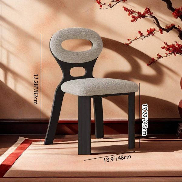 Traditional French Hollow Round Square Lambswool Wood Vanity Stool Backrest Armless For Bedroom - Image 4
