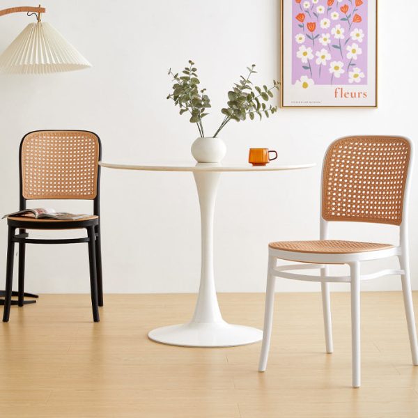 Modern Minimalist Square Rattan Plastic Dining Chair For Dining Room