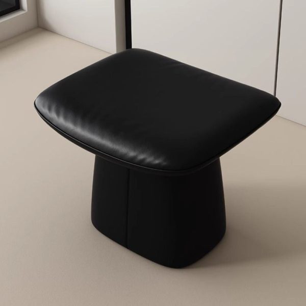 Modern Minimalist Square Microfiber Leather Solid Wood Vanity Stool Backless Armless For Bedroom - Image 13