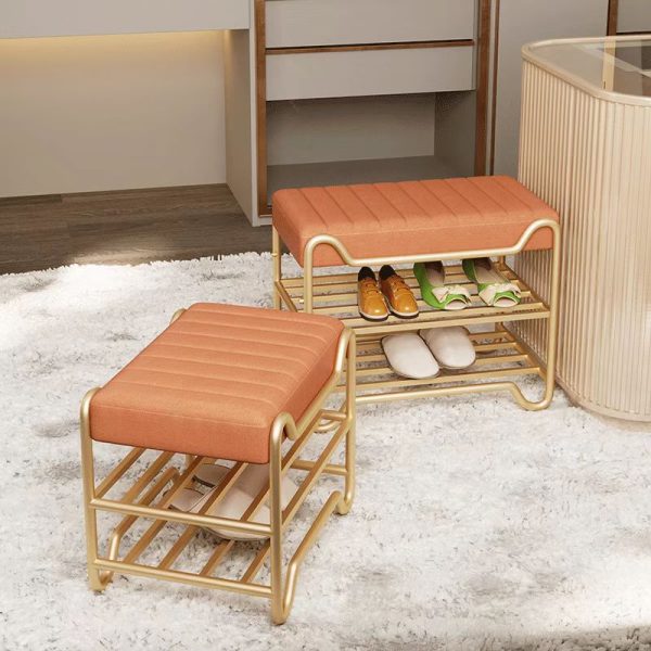 Modern Luxury Upholstered Rectangular Technology Cloth Sponge Portable Footstool Backless Armless For Entryways - Image 2