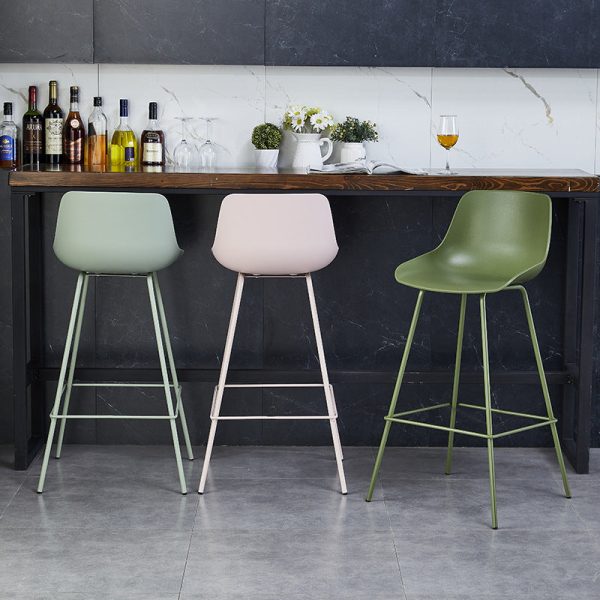 Contemporary Simplicity Curved Plastic Solid Color Bar Stool Backrest Footrest For Dining Room - Image 17
