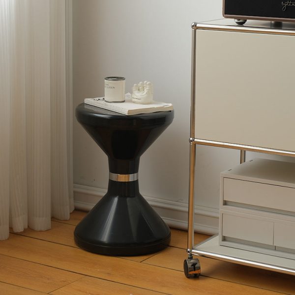 Contemporary Scandinavian ABS Round Hourglass End Table Portable For Living Room - Image 2