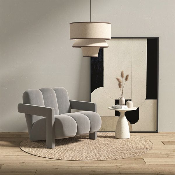 Contemporary Scandinavian Velvet Lambswool Wood Sponge Single Sofa Backrest Armrest For Living Room - Image 5