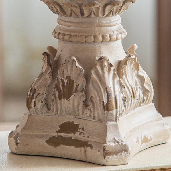 Traditional Vintage Round Column Carved Cedar Magnesium Oxide Tray Side Table For Dining Room - Image 12