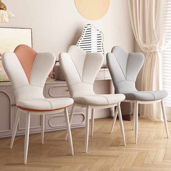Contemporary Nordic Rectangular Shape Backrest PU Leather Carbon Steel Dining Chair For Living Room - Image 8