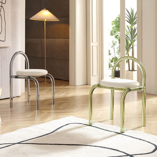 Contemporary Nordic Acrylic Velvet Sponge Round Arched Dining Chair Backrest For Dining Room - Image 2