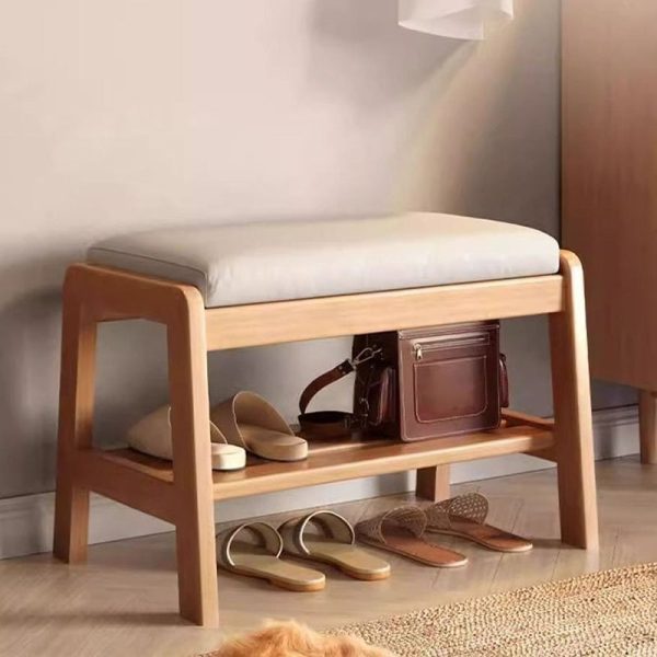 Contemporary Scandinavian Rectangle Tech Cloth Solid Wood Shoe Storage 1-Shelf For Entryways - Image 19