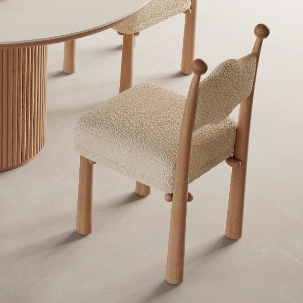 Modern Simplicity Vertical Square Frame Solid Wood Lambswoll Dining Chair Backrest For Dining Room - Image 16