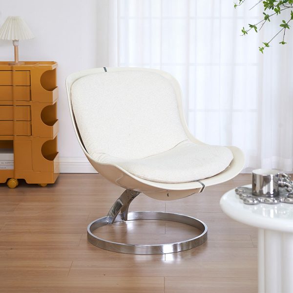 Contemporary Scandinavian Wraparound Large Curved PC Plastic Metal Lambswool Accent Chair Backrest For Living Room - Image 3