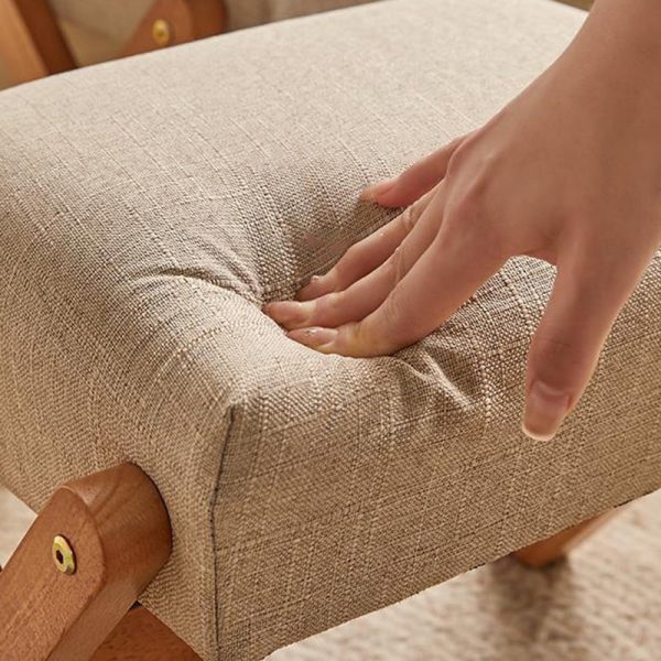 Contemporary Simplicity Wood Linen X-Shaped Legs Footstool Backless Armless For Entryways - Image 10