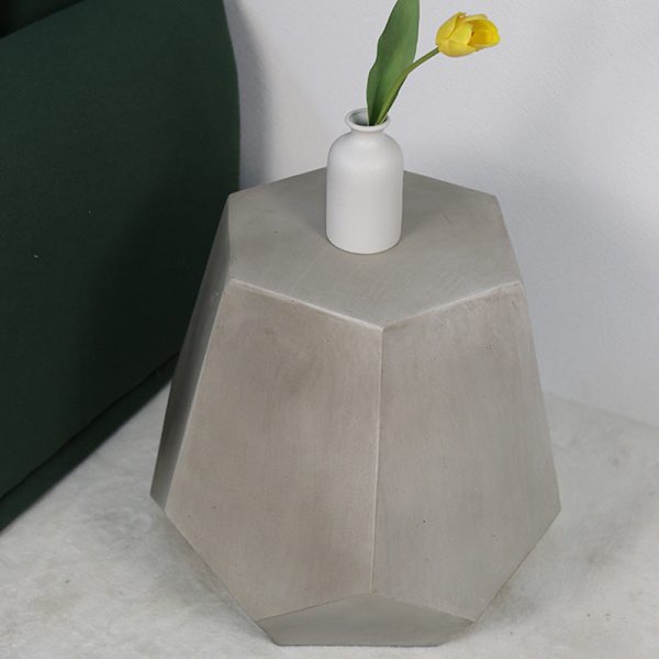 Contemporary Industrial Hexagonal Magnesium Oxide End Table For Living Room - Image 2