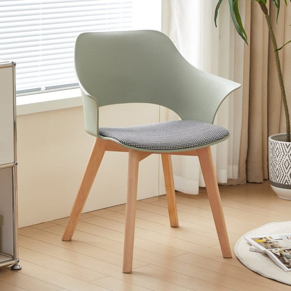 Contemporary Nordic Curved Plastic Wood Legs Dining Chair Backrest Armrest For Dining Room - Image 19