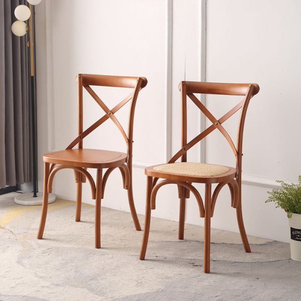 Traditional Rustic Weaving Rattan Wood Sponge Round Rectangular Dining Chair Backrest For Dining Room - Image 33