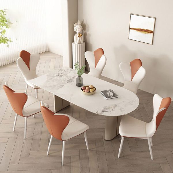 Contemporary Nordic Rectangular Shape Backrest PU Leather Carbon Steel Dining Chair For Living Room - Image 10