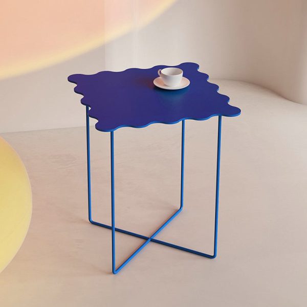 Modern Minimalist Square Tabletop Iron Lacquer Side Table 4-Leg For Living Room - Image 2