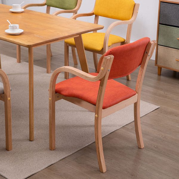 Modern Simplicity Fabric Wood Sponge Square Curved Dining Chair Backrest Armrest For Dining Room - Image 14