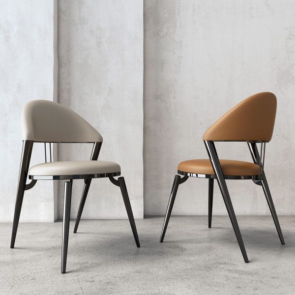 Modern Luxury Round Cushion Lambswool Sponge Black Titanium Dining Chair Backrest For Dining Room - Image 13