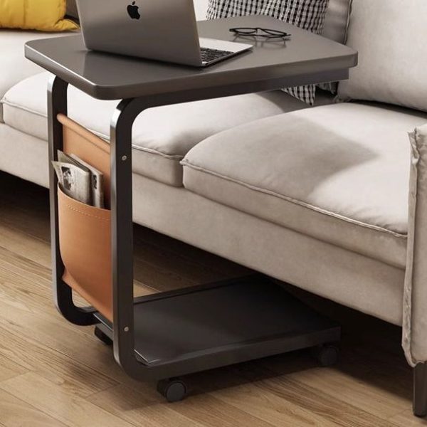 Modern Minimalist Square Tabletop Density Board Metal Side Table 1-Storage For Living Room - Image 9