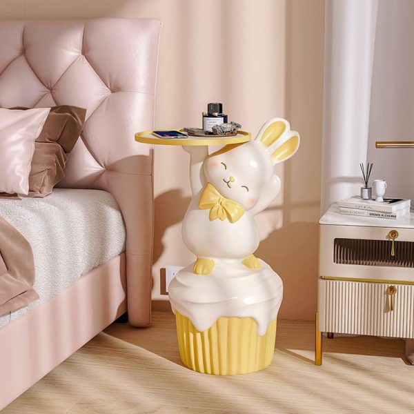 Contemporary Creative Cartoon Rabbit Resin Side Table 1-Tray For Living Room - Image 8