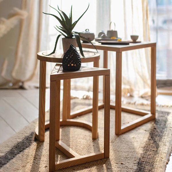 Modern Simplicity Round Triangle Square Wood End Table For Living Room - Image 13